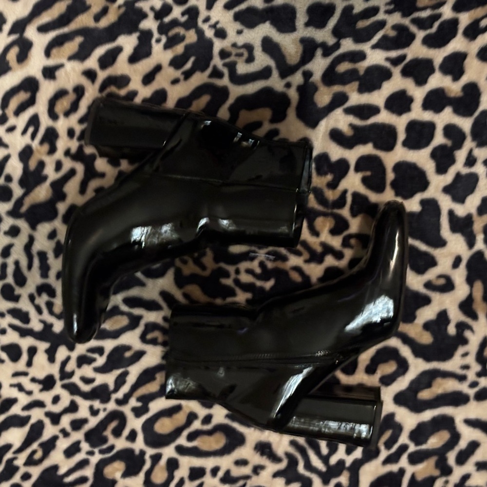 Black Patent Leather Ankle Boots